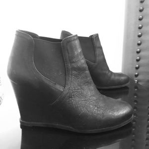 Audrey Brooke black wedge booties